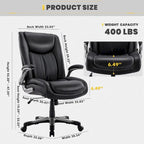 Large Heavy Duty High Back Executive Computer Office Desk Chair Flip-up Arms Wide Thick Seat for Home Office 400LBS