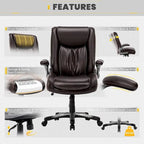 Large Heavy Duty High Back Executive Computer Office Desk Chair Flip-up Arms Wide Thick Seat for Home Office 400LBS