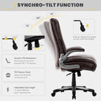Large Heavy Duty High Back Executive Computer Office Desk Chair Flip-up Arms Wide Thick Seat for Home Office 400LBS