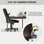 Large Heavy Duty High Back Executive Computer Office Desk Chair Flip-up Arms Wide Thick Seat for Home Office 400LBS
