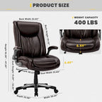 Large Heavy Duty High Back Executive Computer Office Desk Chair Flip-up Arms Wide Thick Seat for Home Office 400LBS
