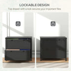 HOMCOM Lateral File Cabinet with 2 Drawers for Home Office, Filing Cabinet with Lock, Adjustable Hanging Bar for Letter, A4