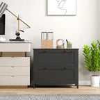 HOMCOM Lateral File Cabinet with 2 Drawers for Home Office, Filing Cabinet with Lock, Adjustable Hanging Bar for Letter, A4