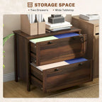 HOMCOM Lateral File Cabinet with 2 Drawers for Home Office, Filing Cabinet with Lock, Adjustable Hanging Bar for Letter, A4