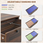 HOMCOM Lateral File Cabinet with 2 Drawers for Home Office, Filing Cabinet with Lock, Adjustable Hanging Bar for Letter, A4