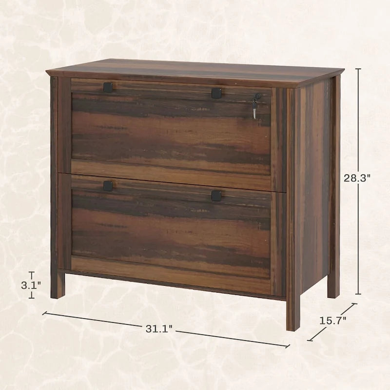 HOMCOM Lateral File Cabinet with 2 Drawers for Home Office, Filing Cabinet with Lock, Adjustable Hanging Bar for Letter, A4