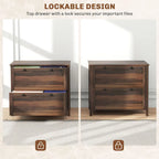 HOMCOM Lateral File Cabinet with 2 Drawers for Home Office, Filing Cabinet with Lock, Adjustable Hanging Bar for Letter, A4