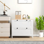HOMCOM Lateral File Cabinet with 2 Drawers for Home Office, Filing Cabinet with Lock, Adjustable Hanging Bar for Letter, A4