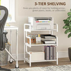 HOMCOM 3-Tier Printer Stand with Storage, Industrial Metal Printer Table for Home Office, Multi-purpose Rack Shelf