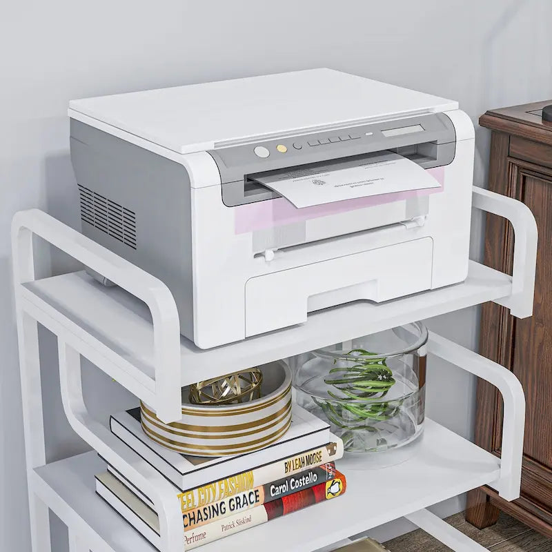 HOMCOM 3-Tier Printer Stand with Storage, Industrial Metal Printer Table for Home Office, Multi-purpose Rack Shelf