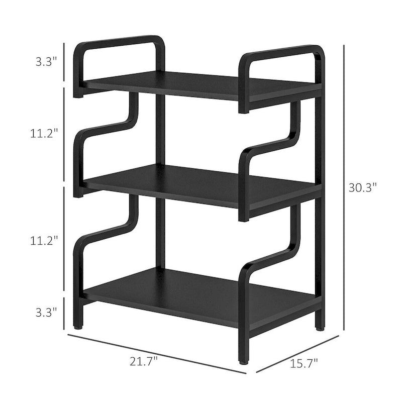HOMCOM 3-Tier Printer Stand with Storage, Industrial Metal Printer Table for Home Office, Multi-purpose Rack Shelf