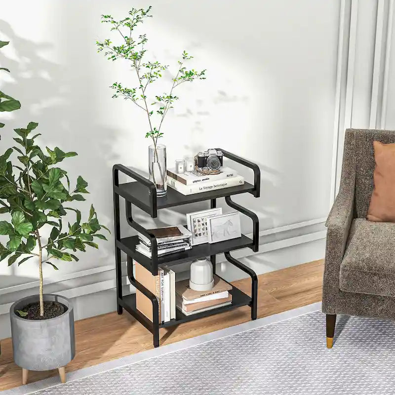 HOMCOM 3-Tier Printer Stand with Storage, Industrial Metal Printer Table for Home Office, Multi-purpose Rack Shelf