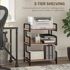 HOMCOM 3-Tier Printer Stand with Storage, Industrial Metal Printer Table for Home Office, Multi-purpose Rack Shelf