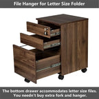 3 Drawers Wood Mobile File Cabinet - 15.7D x 16.3W x 24.4H
