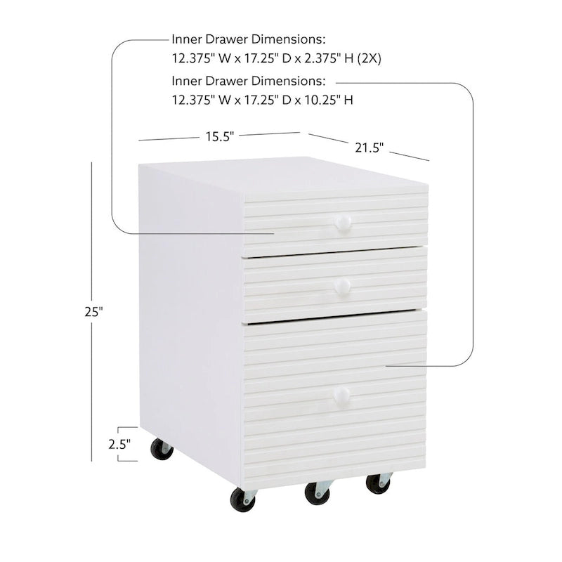 Whitney Wood 3 Drawer File Cabinet