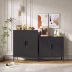 Metal Storage Cabinet with 2 Doors and 2 Adjustable Shelves, Steel Lockable Garage Storage Cabinet, Metal File Cabinet