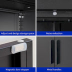Metal Storage Cabinet with 2 Doors and 2 Adjustable Shelves, Steel Lockable Garage Storage Cabinet, Metal File Cabinet