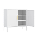 Metal Storage Cabinet with 2 Doors and 2 Adjustable Shelves, Steel Lockable Garage Storage Cabinet, Metal File Cabinet