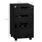 3 Drawer Office Storage Cabinet, Under Desk Cabinet with Wheels, Black Wood Grain