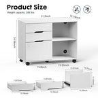3 Drawer Mobile Lateral Filing Cabinet with Open Storage Shelves Functions as Printer Stand