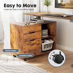 3 Drawer Mobile Lateral Filing Cabinet with Open Storage Shelves Functions as Printer Stand