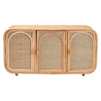Evania Bohemian Natural Rattan 3-Door Storage Cabinet