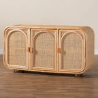 Evania Bohemian Natural Rattan 3-Door Storage Cabinet