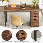 Modern Simple Computer Desk Study Writing Table with 5 Drawers