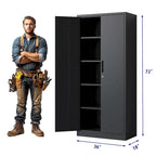 Metal Garage Storage Cabinet Tool Steel with Doors and 4 Shelves