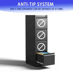 4-Drawers 14.96 W Metal Vertical File Cabinet with Lock Office Home Vertical File Cabinet for A4 Legal/Letter Size