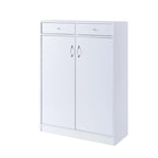 White Shoe Storage Cabinet with Fives Shelves, Two Drawers, Fits 15 Pairs of Shoes