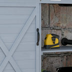 Wooden Potting Bench, Outdoor Potting Table with Storage Cabinet Shelves, Sink, Water Tap, Wood Table Top for Backyard