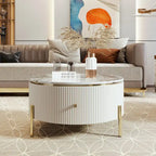 Modern Round Coffee Table with Drawers
