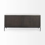 Divina Dark Brown Wood w/ White Marble Top and Black Metal Base Sideboard - 71.0L x 18.5W x 32.0H