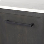 Divina Dark Brown Wood w/ White Marble Top and Black Metal Base Sideboard - 71.0L x 18.5W x 32.0H