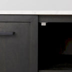 Divina Dark Brown Wood w/ White Marble Top and Black Metal Base Sideboard - 71.0L x 18.5W x 32.0H