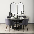 Divina Dark Brown Wood w/ White Marble Top and Black Metal Base Sideboard - 71.0L x 18.5W x 32.0H