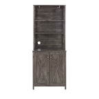 Coffee Bar Cabinet Kitchen Cabinet with Microwave Stand Metal Frame