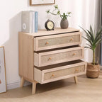 31.5 3-Drawers Rattan Storage Cabinet Rattan Drawer,for Bedroom,Living Room