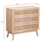 31.5 3-Drawers Rattan Storage Cabinet Rattan Drawer,for Bedroom,Living Room