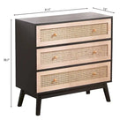 31.5 3-Drawers Rattan Storage Cabinet Rattan Drawer,for Bedroom,Living Room