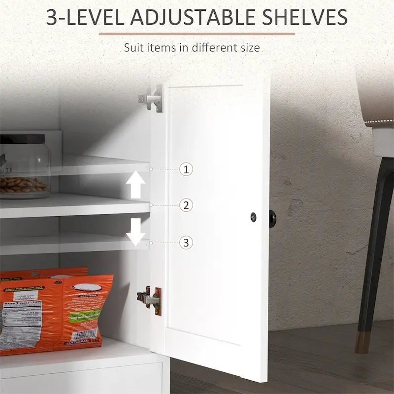 Farmhouse Buffet Cabinet with 2 Drawers and Adjustable Shelves - N/A