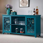 Traditional Vintage Style Wooden Sideboard, Teal Blue