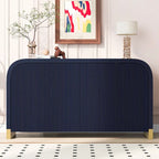 4-door Curved Corner Design Wavy Door Panel Cabinet with Adjustable Shelves