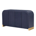4-door Curved Corner Design Wavy Door Panel Cabinet with Adjustable Shelves