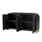 4-door Curved Corner Design Wavy Door Panel Cabinet with Adjustable Shelves