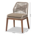 Modern Transitional-Style Rope-Woven Mahogany Dining Chair 鈥?Gray