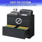 2-Drawer Metal Filing Cabinet with Lock for Home Office