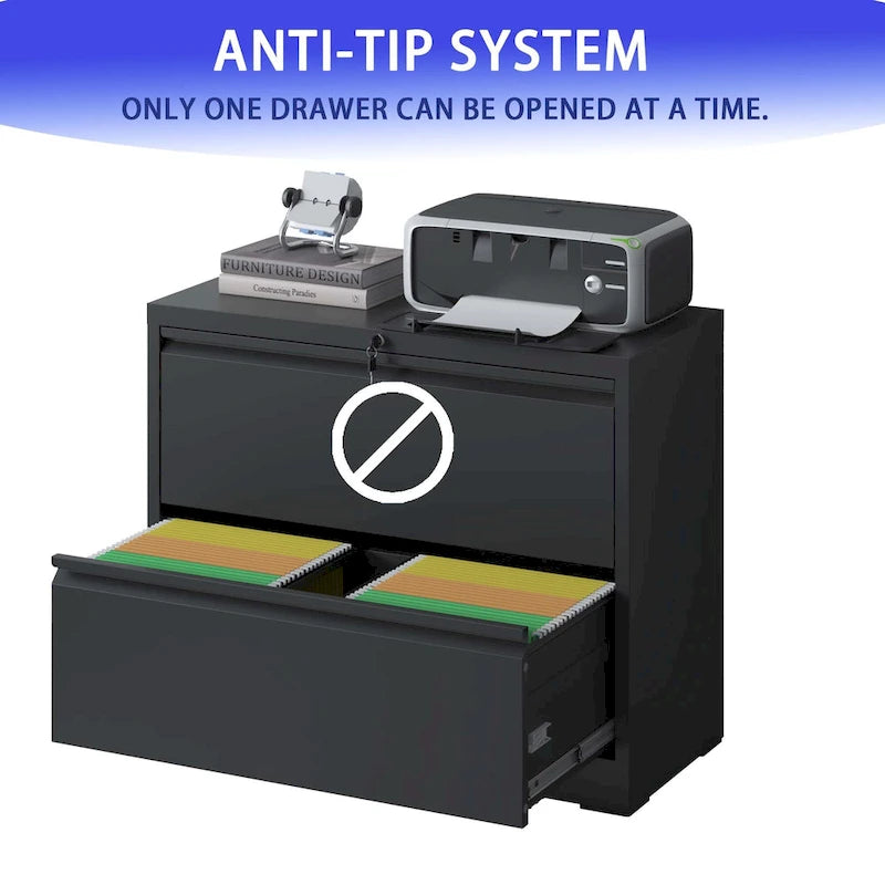 2-Drawer Metal Filing Cabinet with Lock for Home Office