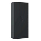 72H Metal Garage Storage Cabinet, Black Tool Steel Locking Cabinet with Doors and 4 Shelves